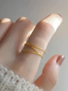 Three-layer fine lines interwoven and wound ring, women's shiny irregular couple ring, best friend titanium steel non-fading tail ring details Picture